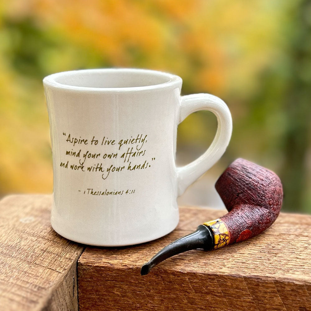 “Aspire to Live Quietly” Vintage Diner Mug
