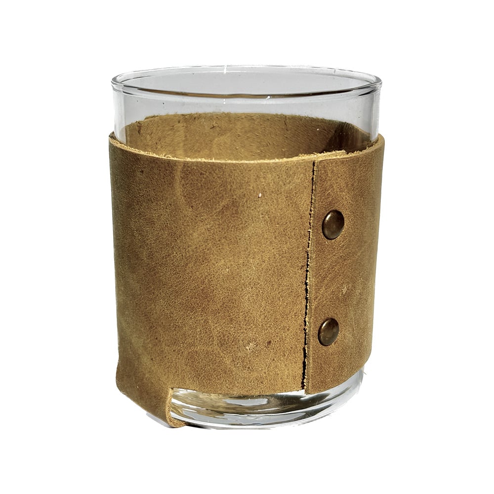 Rocks Glass with Handmade Leather Wraps
