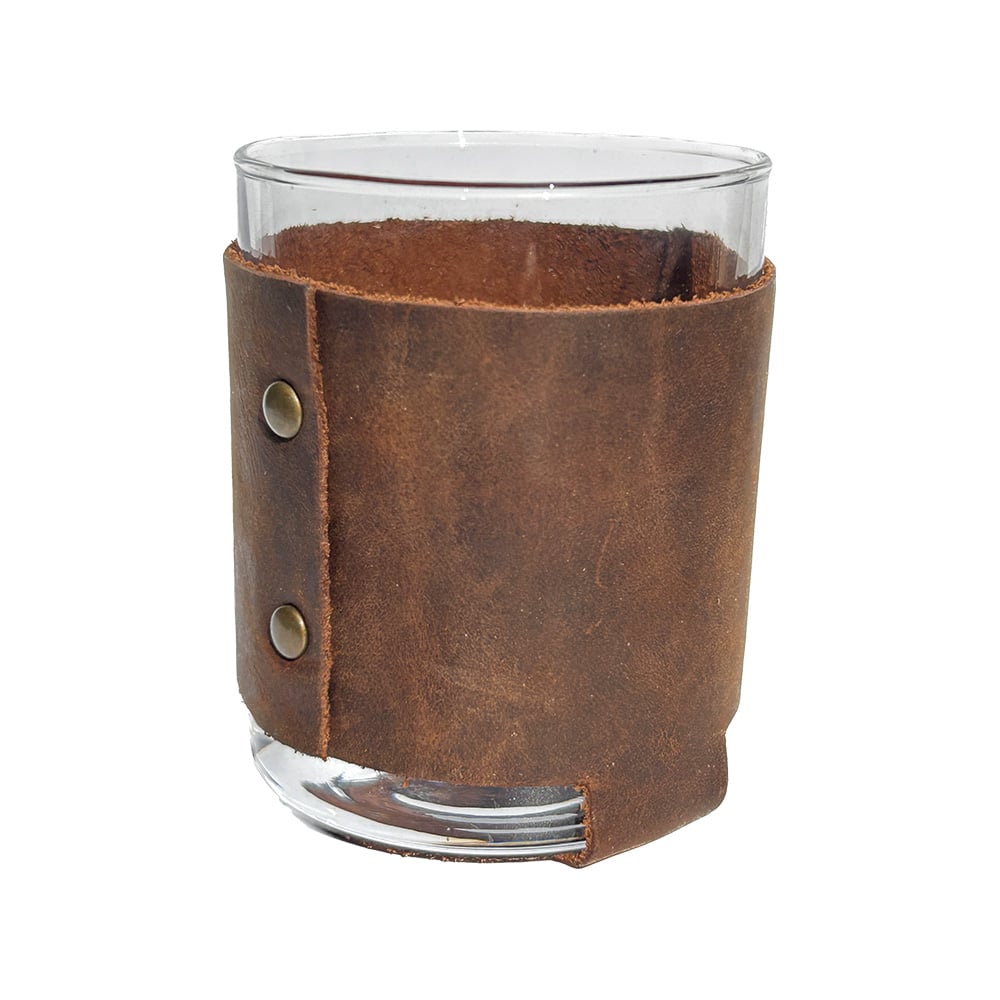 Rocks Glass with Handmade Leather Wraps