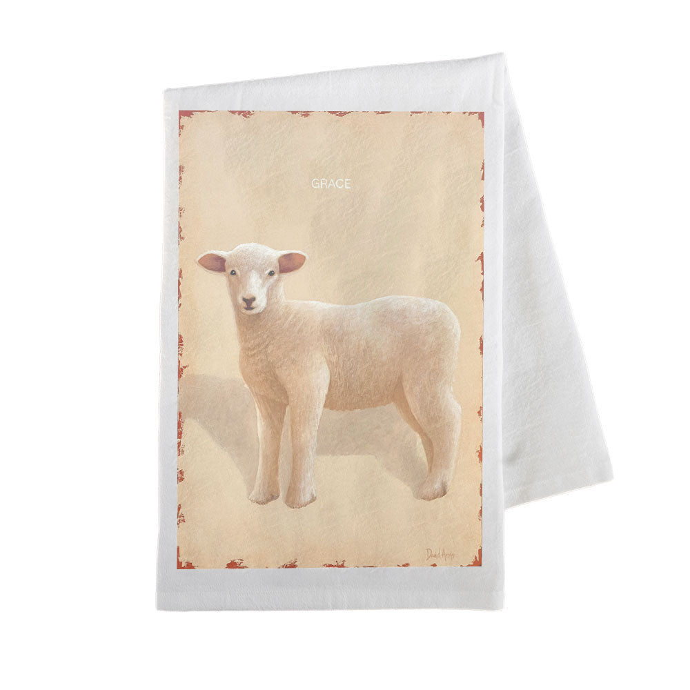 “Grace” (lamb) Flour Sack Tea Towel