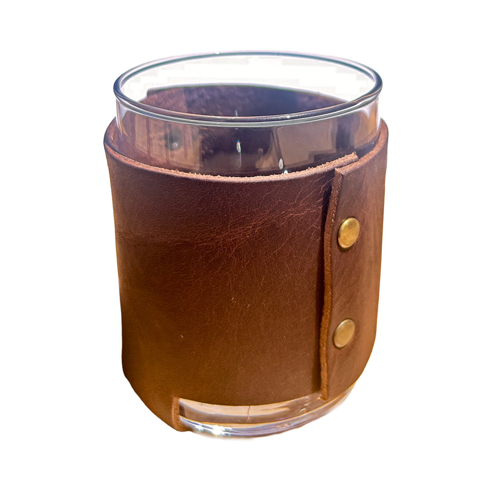Rocks Glass with Handmade Leather Wraps