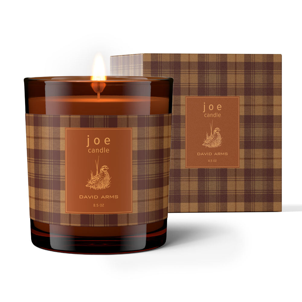 “Joe” Candle in Amber Glass