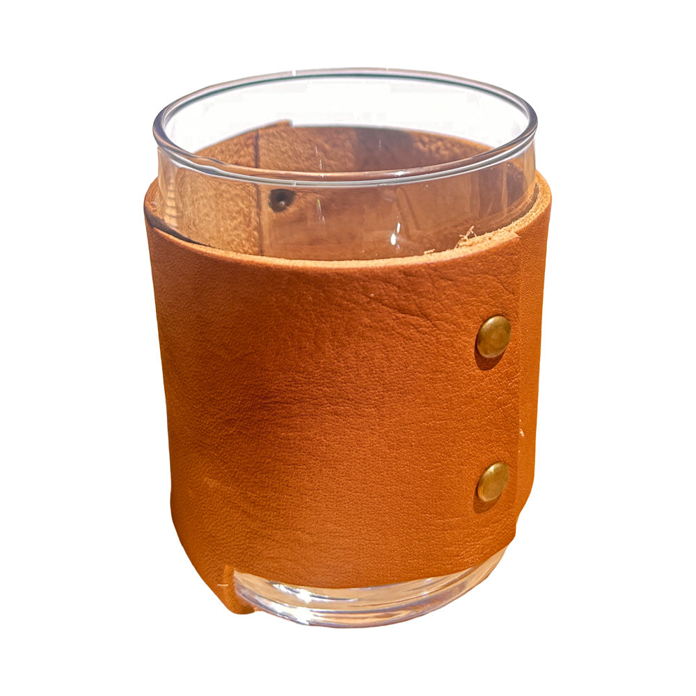 Rocks Glass with Handmade Leather Wraps