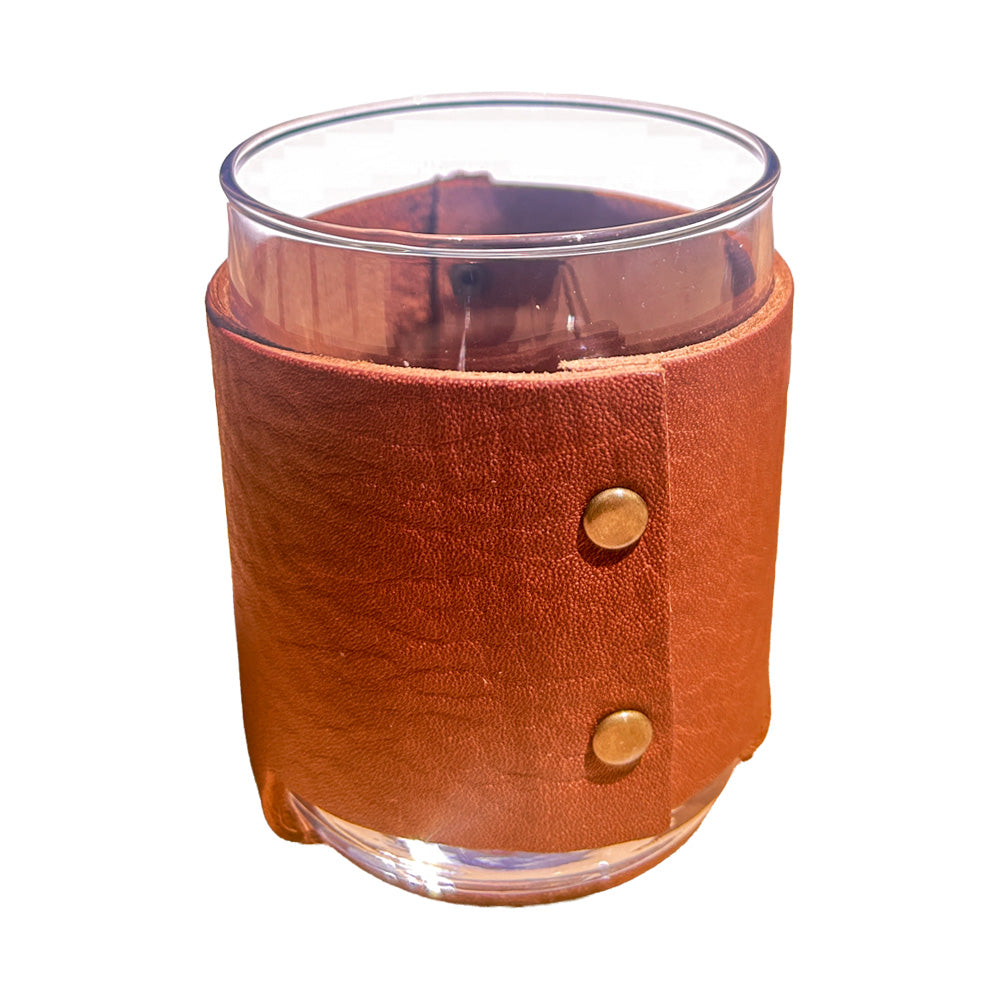 Rocks Glass with Handmade Leather Wraps