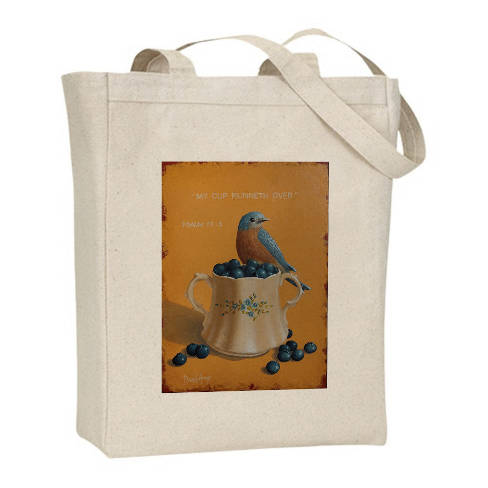 “My Cup Runneth Over” (Blueberries) Canvas Tote Bag