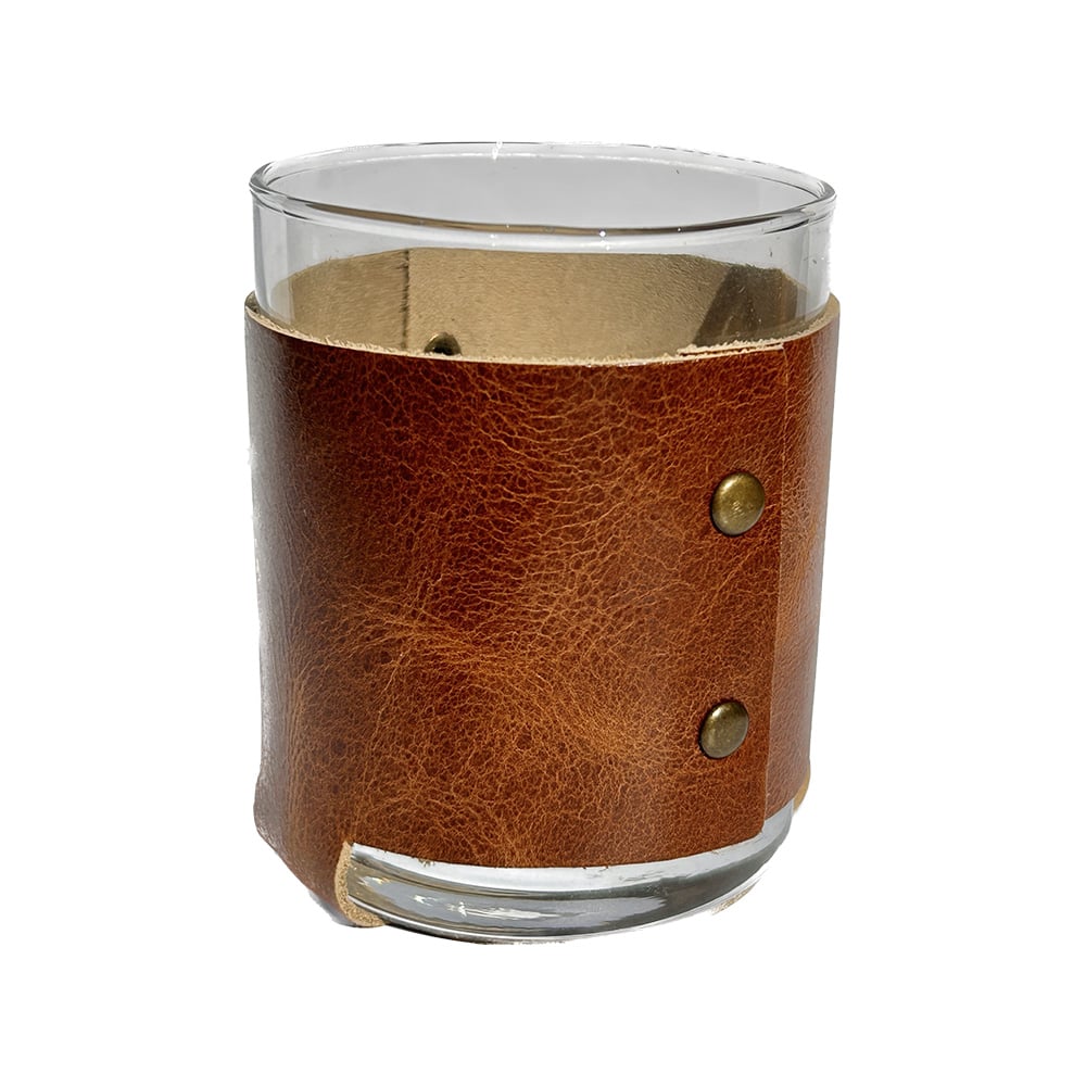 Rocks Glass with Handmade Leather Wraps