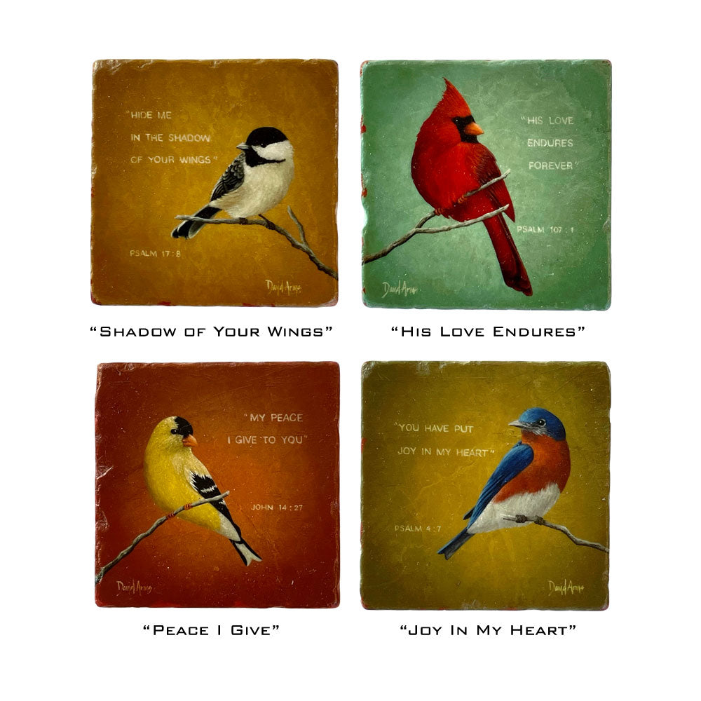 Set of 4 “Birds” Marble Coasters
