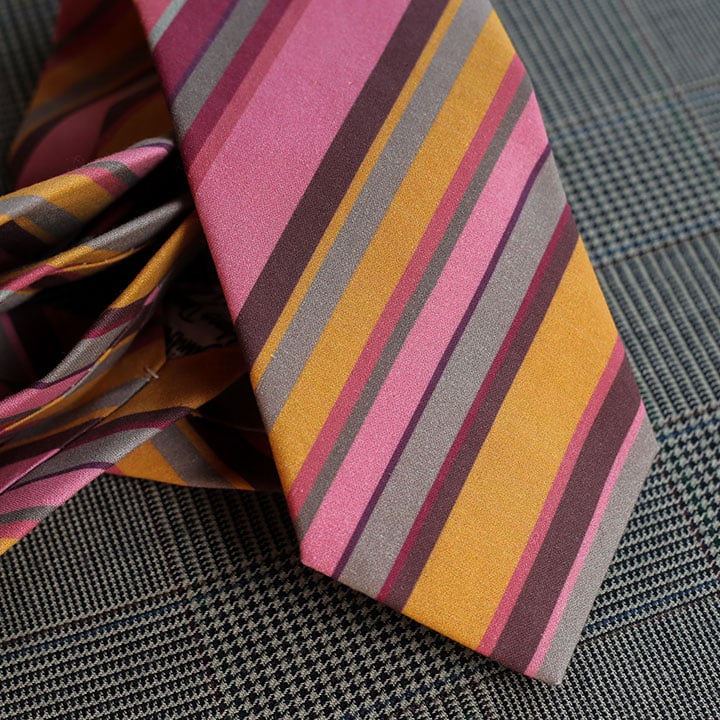 Stripe Necktie (Pink & Gold)