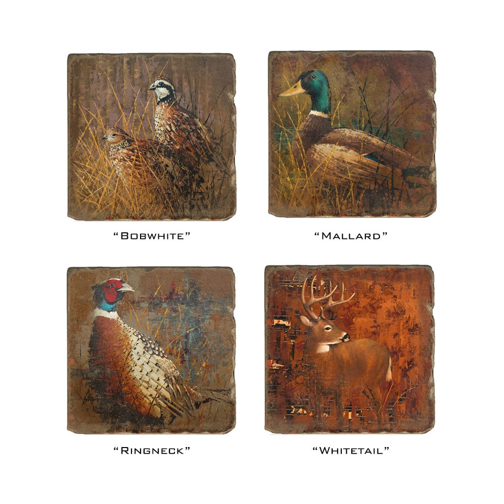 Set of 4 “Wildlife” Marble Coasters